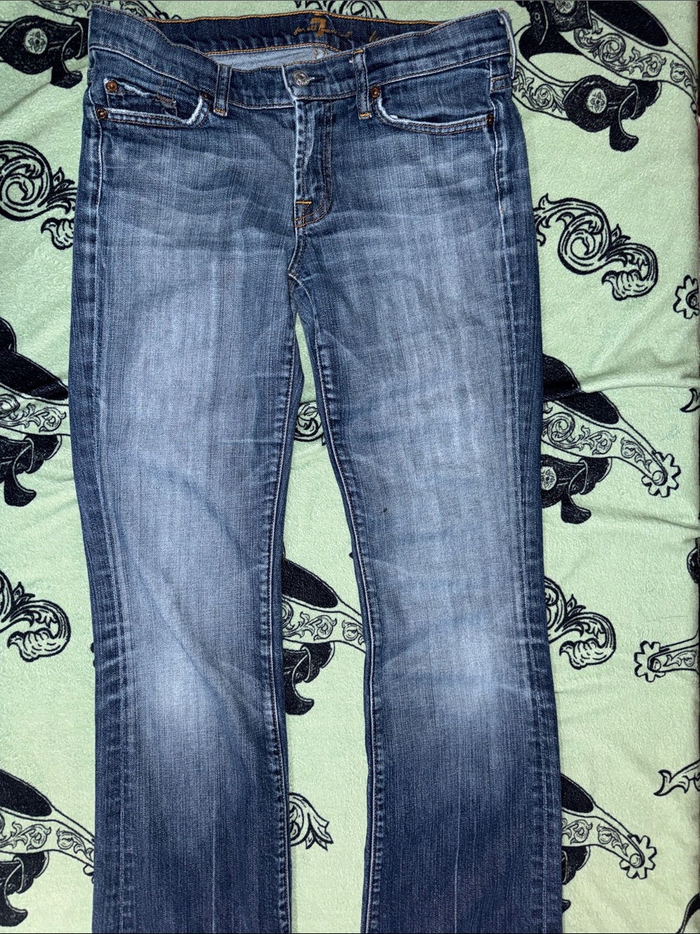 7 For All Mankind Women's Medium Blue Bootcut Jeans - Picture 4 of 10